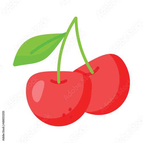 An amazing icon of wild cherries in modern design style  pair of cherries