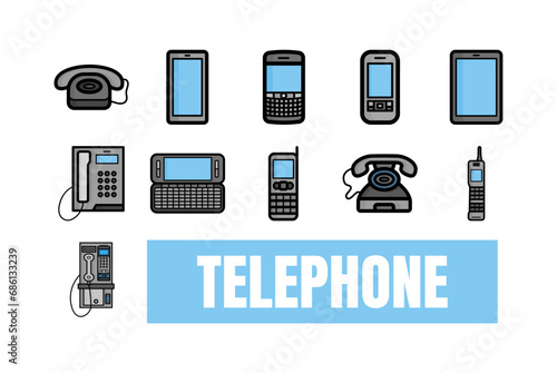 Telephone history icon set photo