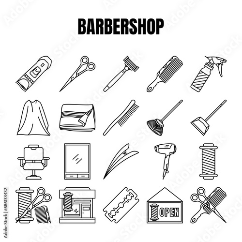 barbershop icon set