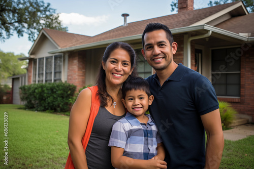 Latin happy family smiling buying a new home