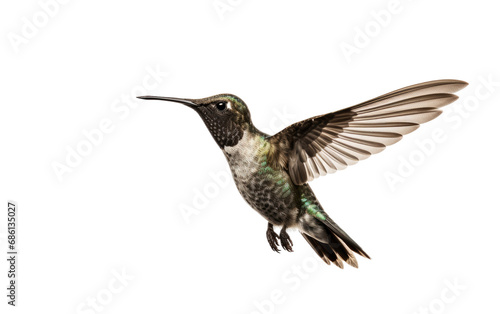 Black Chinned Hummingbird Nectar Specialist Isolated on a Transparent Background PNG.