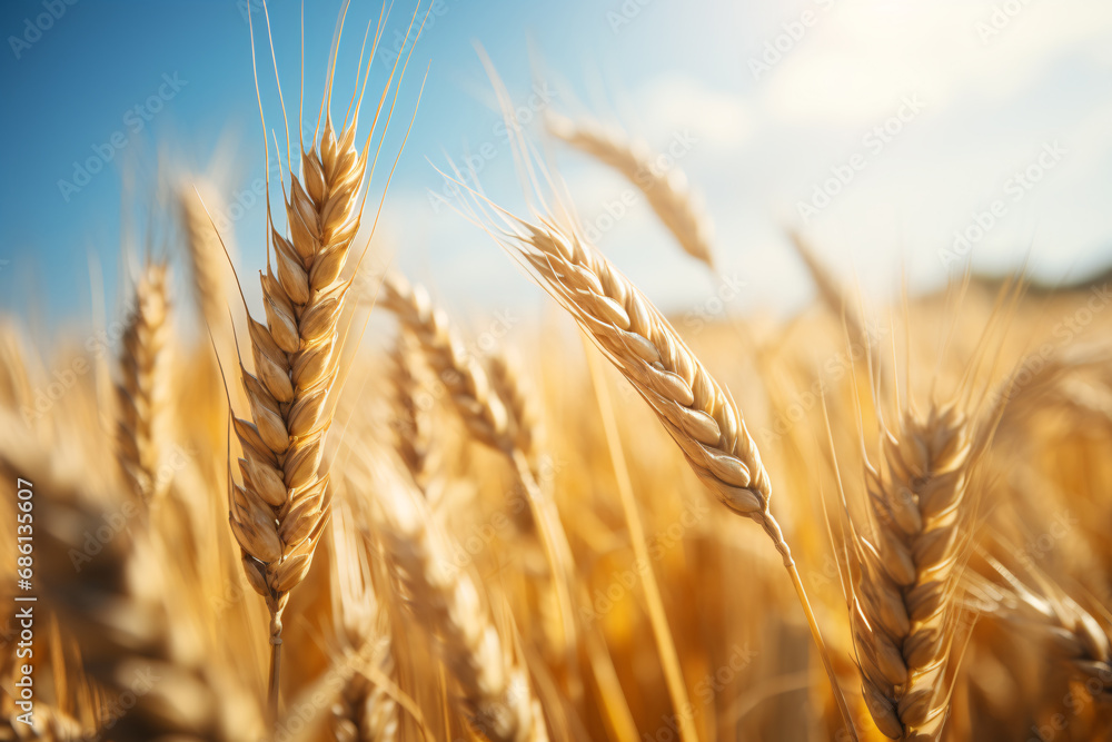 Golden Grass Field on a Sunny Summer Day, A Serene and Beautiful Landscape Golden Grass Field on a Sunny Summer Day, A Serene and Beautiful Landscape