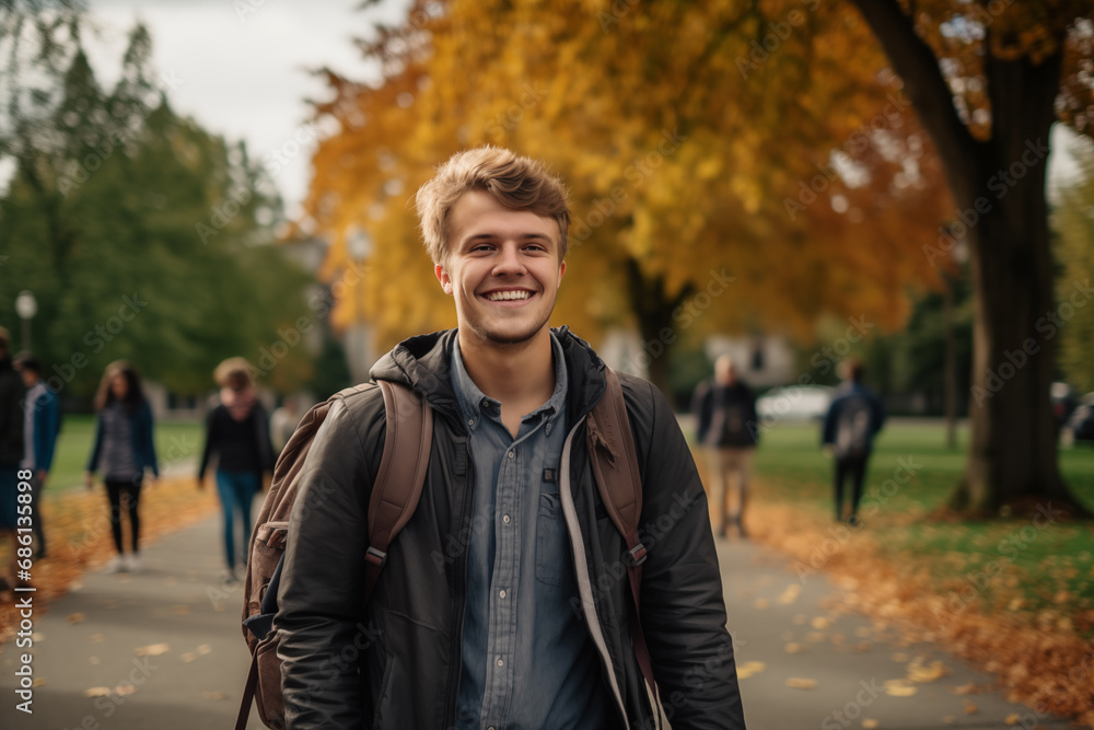 Attractive caucasian university student smiling Attractive caucasian university student smiling