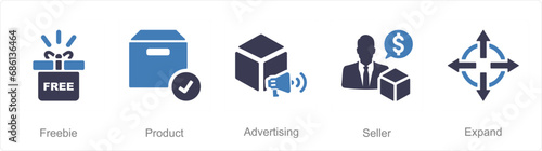 A set of 5 Increase Sale icons as freebie, product, advertising