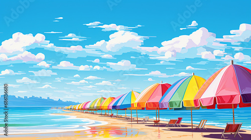 Bright and vibrant beach scene