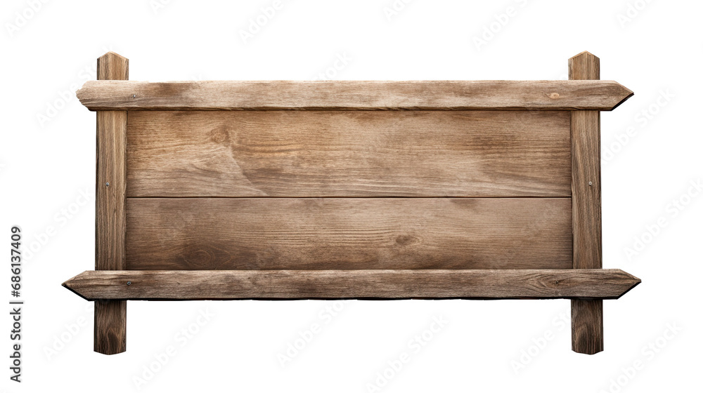Empty wooden rustic signage sign board signpost post. Isolated on Transparent background.