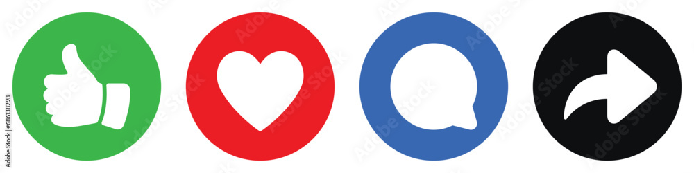 thumbs up like comment and share icon set thumbs up like comment and share icon set