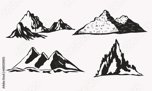 Mountain | Mountain Clipart | Mountain Silhouette | Vector | Landscapes