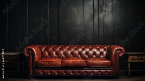 Image of a leather sofa on a dark background.