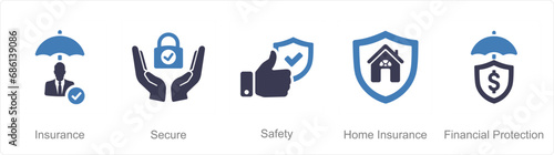 A set of 5 Insurance icons as insurance, secure, safety