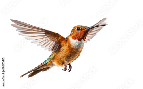 Rufous Hummingbird Fiery Flier Isolated on a Transparent Background PNG.