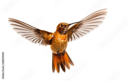 Rufous Hummingbird Vibrant Aviator Isolated on a Transparent Background PNG. © Haider