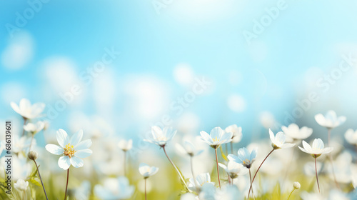 fresh spring with blue sky on background
