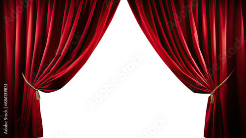 Transparent Dramatic Unveiling: Theater or Cinema Opening the Curtain - Captivating Stock Image for Sale. Transparent background 