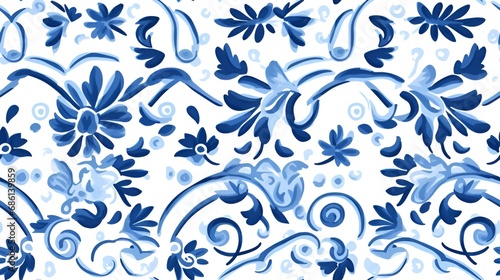 Portuguese Blue Tile Pattern   generative AI © No34