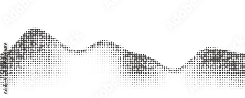 Dotted wave background. Halftone abstract vector gradient. Particle flow fade. Textured fluid effect. Dynamic design with points. © Chorna_L
