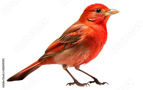 Summer Tanager Bird Scarlet Singer Isolated on a Transparent Background PNG.