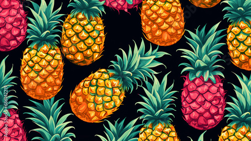 Colorful seamless pattern of pineapple