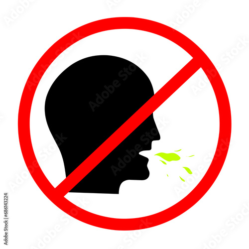 spitting warning sign illustration design icon, No spitting symbol with red prohibited sign template vector