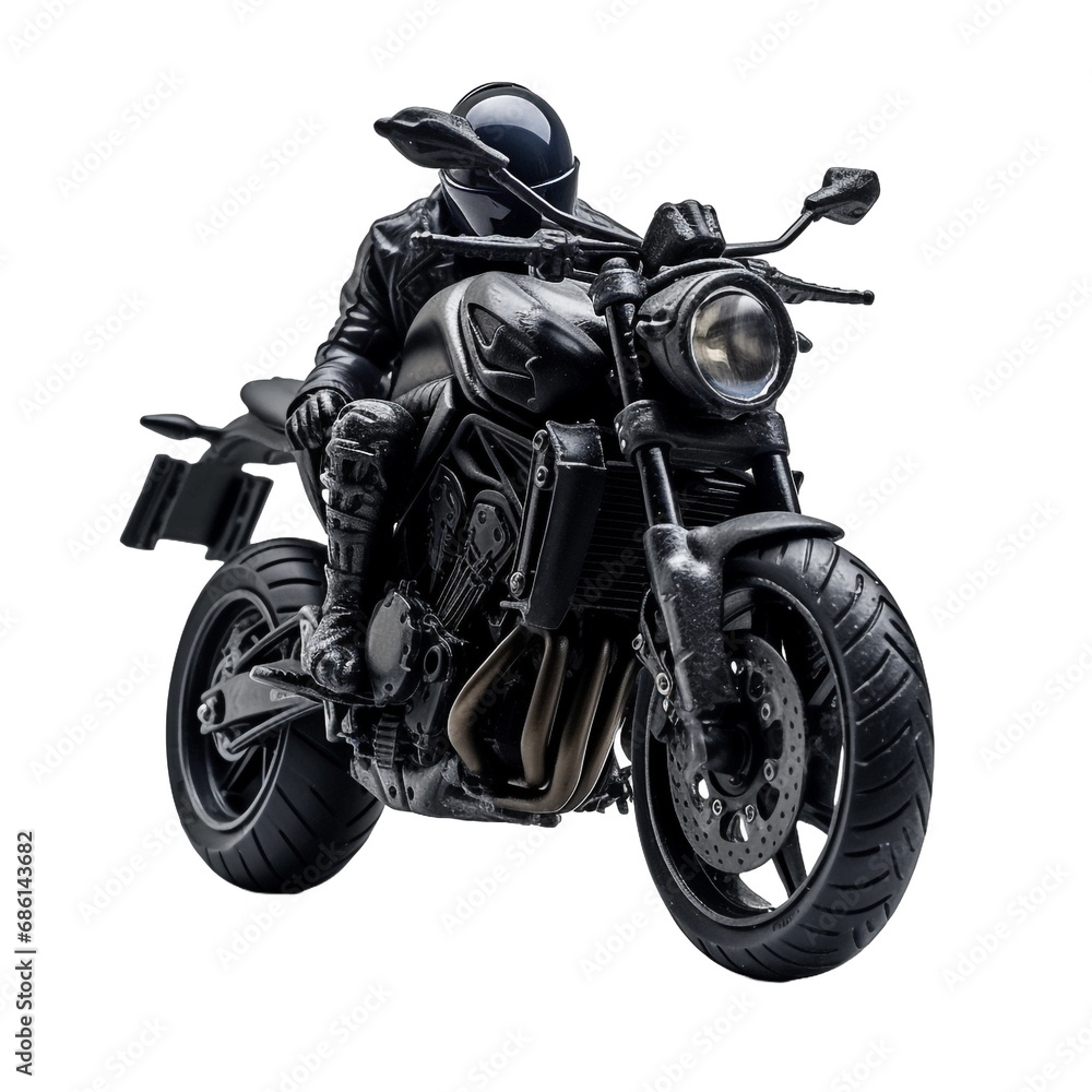 A motorcycle with a mask standing isolated on transparent background A motorcycle with a mask standing isolated on transparent background