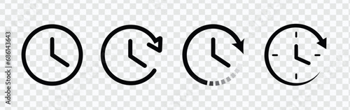 Timeless design captured in a clock with arrow circle icon. Vector illustration for a versatile and stylish time symbol.