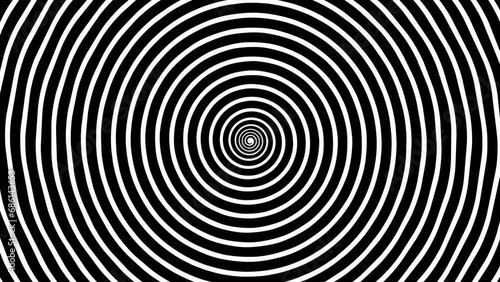 Endless spiral animation, hypnosis visualization concept. Black and white spiral spinning fast
 photo