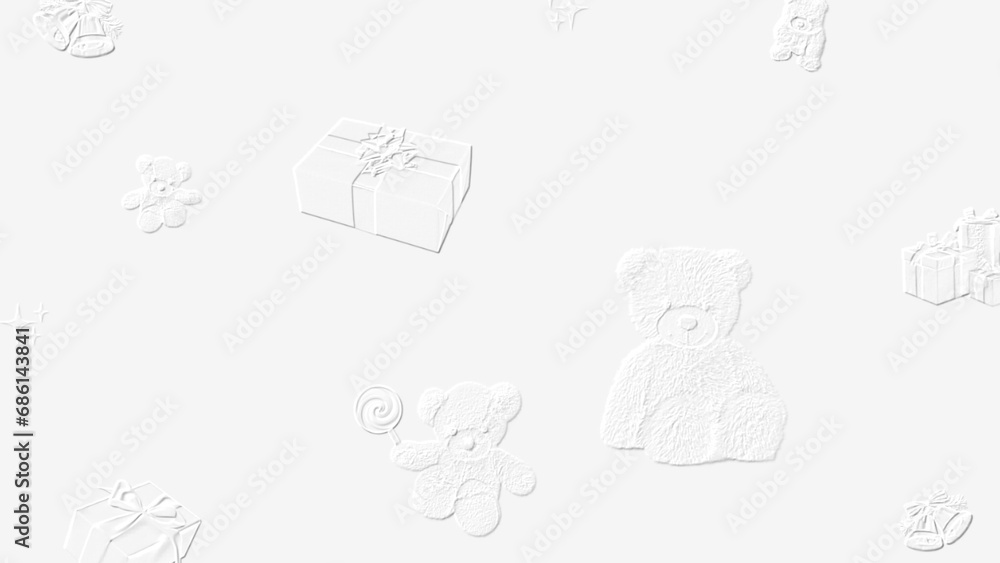 Fototapeta premium Embossed image of bears and gifts.
