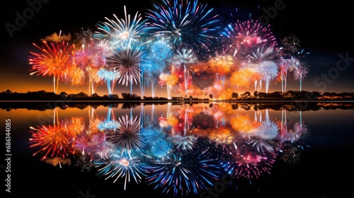Fireworks on black background. New year