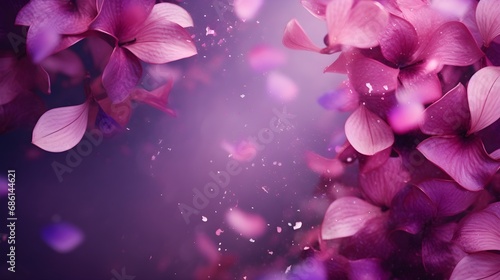 Abstract purple and pink lilac flower petals flying in the air. Summer minimal floral background. © Premium_art