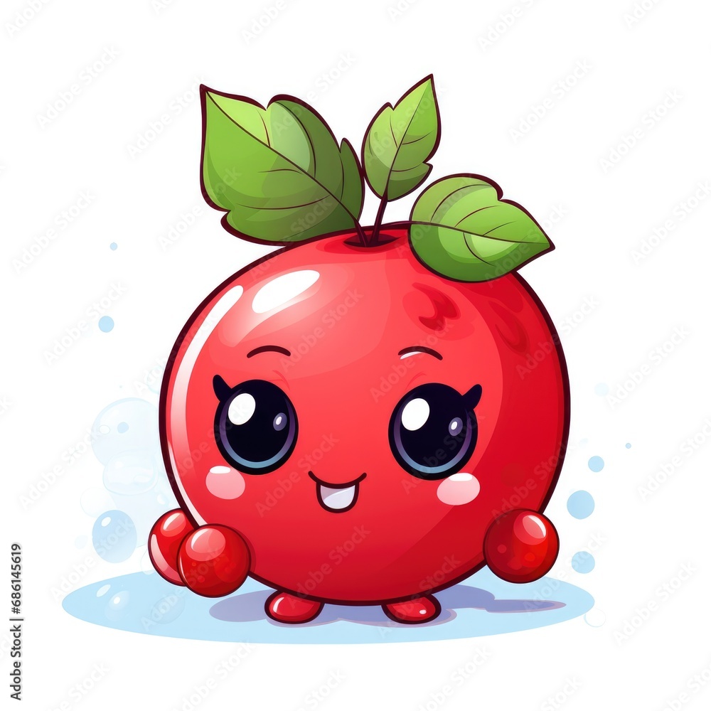 Obraz premium Cute cartoon 3d character cranberry with eyes.
