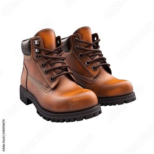 A pair of boots with a black band on the bottom isolated on transparent background