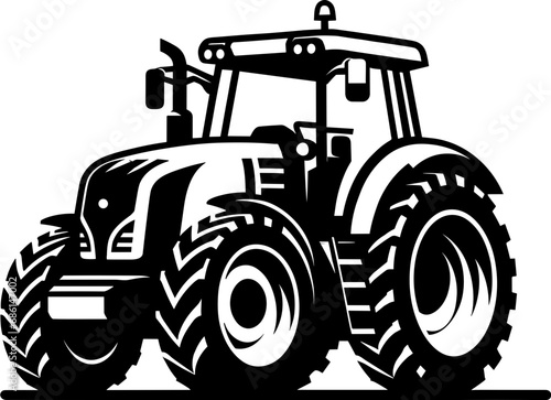 Modern Farm Tractor Silhouette Icon Illustration