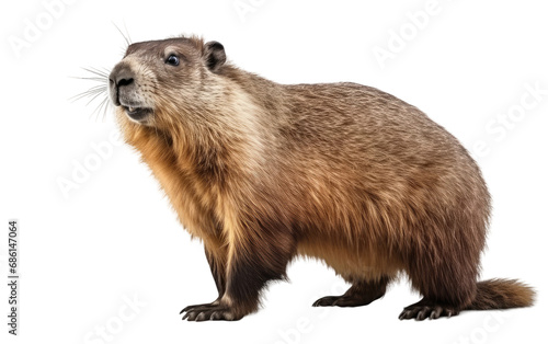 Marmot Alpine Mountainous groundhog Isolated on a Transparent Background PNG.