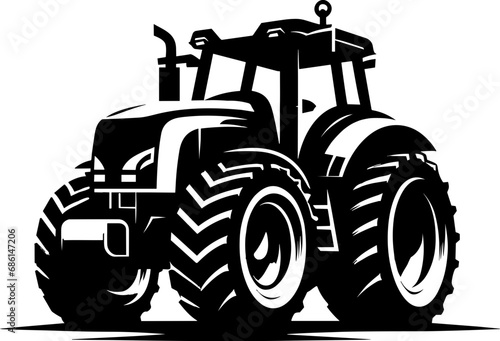 Modern Farm Tractor Silhouette Icon Illustration