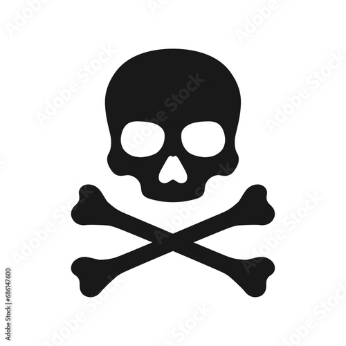 Skull and Crossbones Icon on White Background. Skull with Crossbones Vector illustration