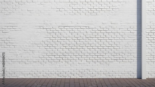 White Brick Wall And Sidewalk In An Urban Street Background