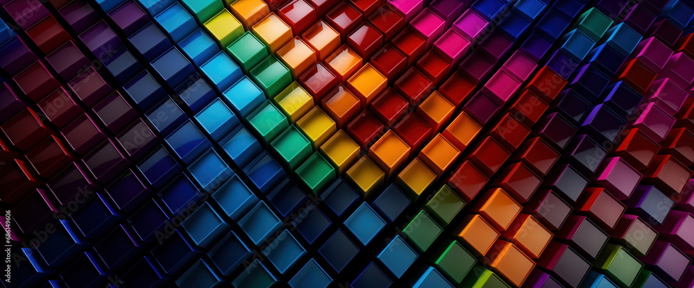 Abstract color cube background. - obrazy, fototapety, plakaty 