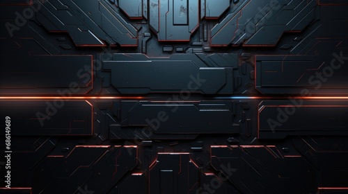 Fototapeta Naklejka Na Ścianę i Meble -  Dark color Scifi design external panels abstract