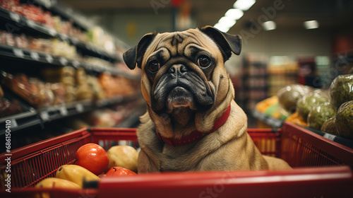 Dog at supermarket.