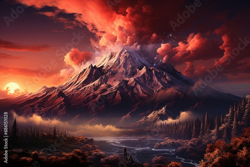 Cold and top volcano landscape