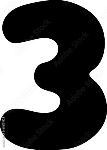 number 3 alphabet letter handwritten font