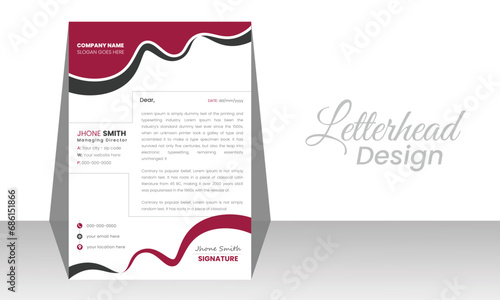 Abstract Letterhead Design Modern Business. Clean and professional corporate company business letterhead template 