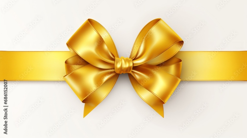 yellow ribbon and bow with gold isolated against white background yellow ribbon and bow with gold isolated against white background