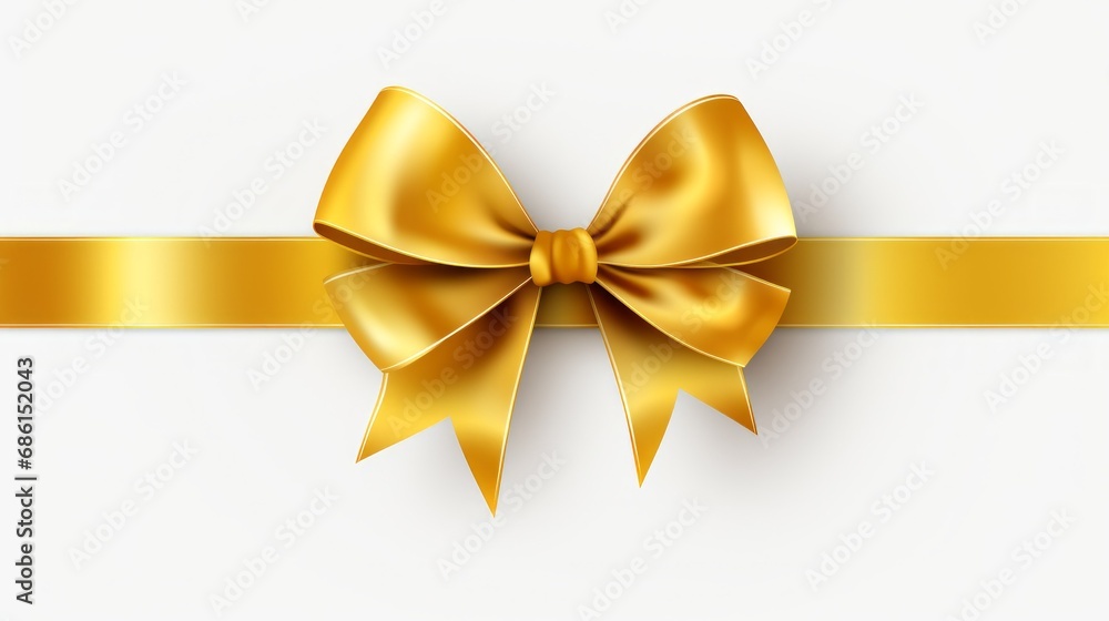 yellow ribbon and bow with gold isolated against white background yellow ribbon and bow with gold isolated against white background