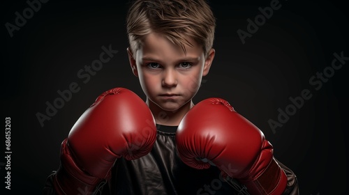 Image of a boy wearing boxing gloves.