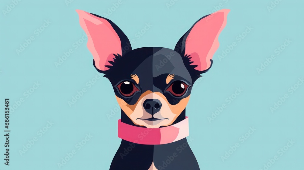 Funny small dog on a colored background. Generative AI