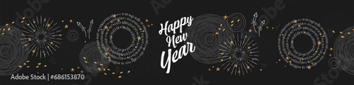 Fun hand drawn doodle fireworks, seamless pattern, great for textiles, wrapping, banner, wallpapers - vector design