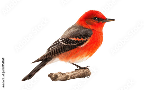 Vermilion flycatcher:Aerial acrobat. Isolated on a Transparent Background PNG. © Haider