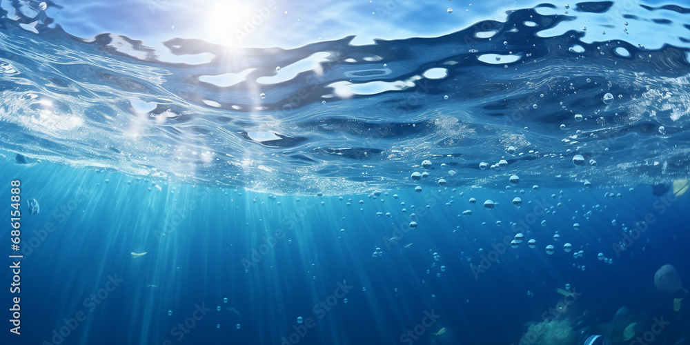 Underwater scene with rays of light
