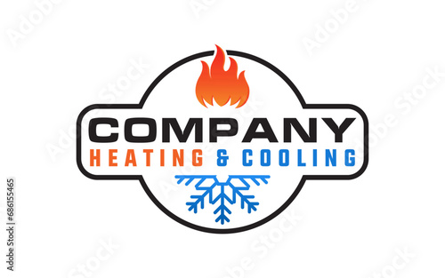 Emblem badge HVAC logo design refrigeration heating and cooling llc, air conditioning logo vintage retro style	
